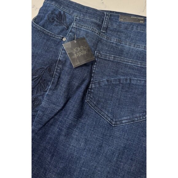 John Mark 18W Flare Jeans Blue Stretch Denim  Embroidered Boho NWT $139 Plus - Picture 8 of 14